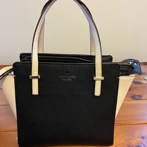 Kate Spade Black and Cream Structured Satchel